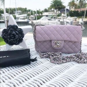 Chanel mini flap crossbody in soft lavender